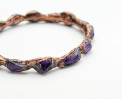Polished Amethyst Shades of Purple Bangle Bracelet Size 2-3/8