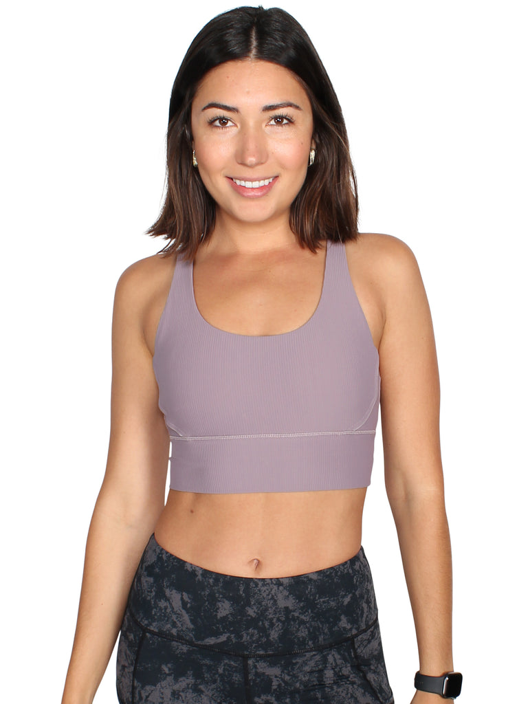 Ribbed Long Line Sports Bra Lotus Blockout Clothing 