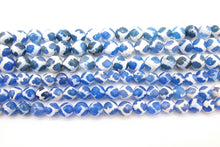 Load image into Gallery viewer, DZI Blue and White Beads, Natural Tibetian Smooth Round Band Beads BS #33