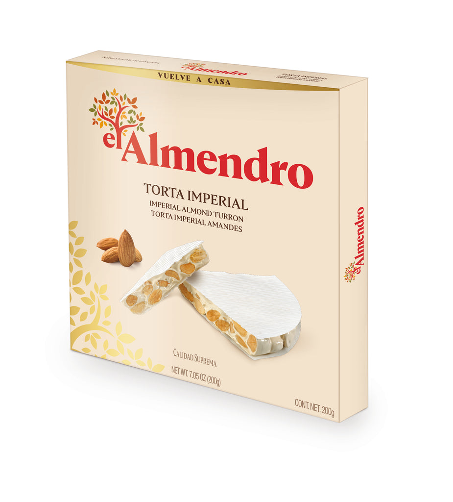 El Almendro Torta Imperial Round Crunchy Almond Turron 200 g | lespanola