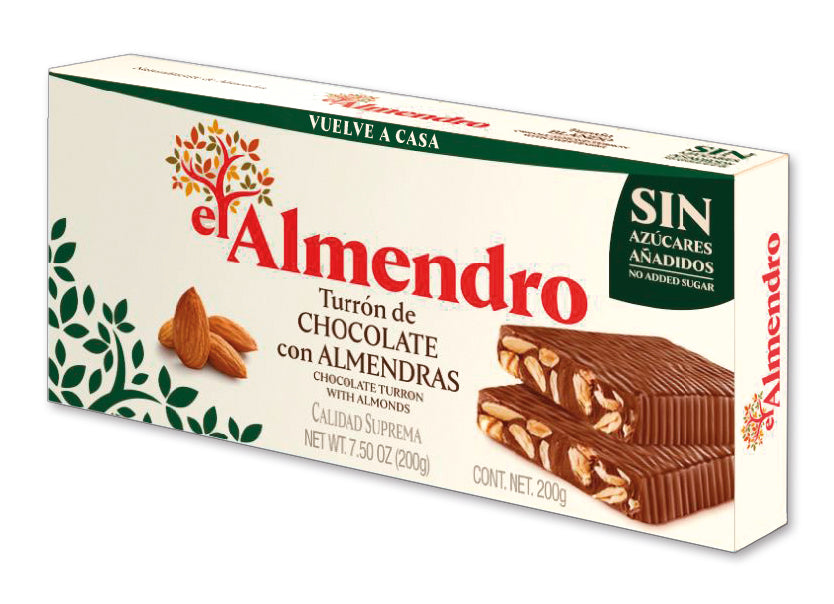 El Almendro Chocolate Turron With No Added Sugar 200 g | lespanola