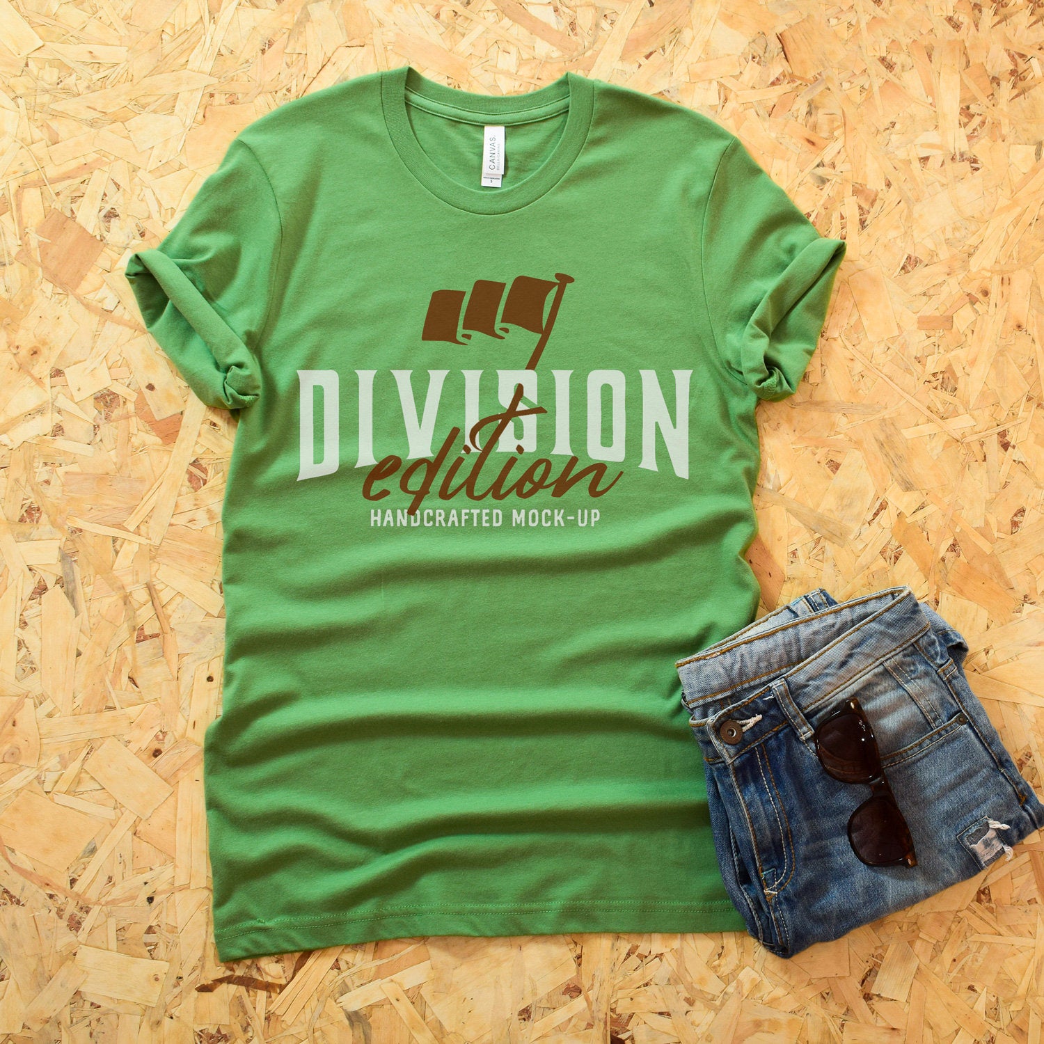 Download Shirt Mockup Bella Canvas 3001 T Shirt Leaf Outfit Flat Lay Ap Echodivision