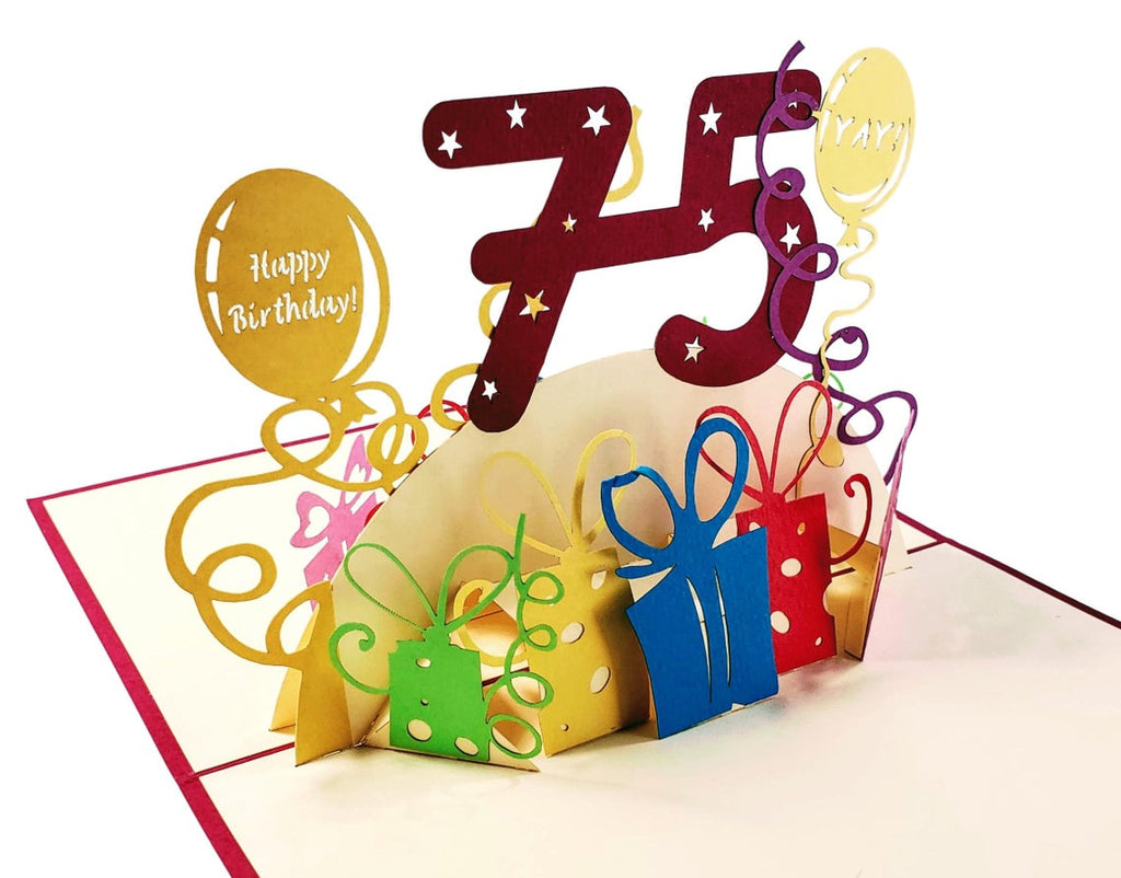 Happy 75th Birthday With Lots of Presents | iGifts And Cards