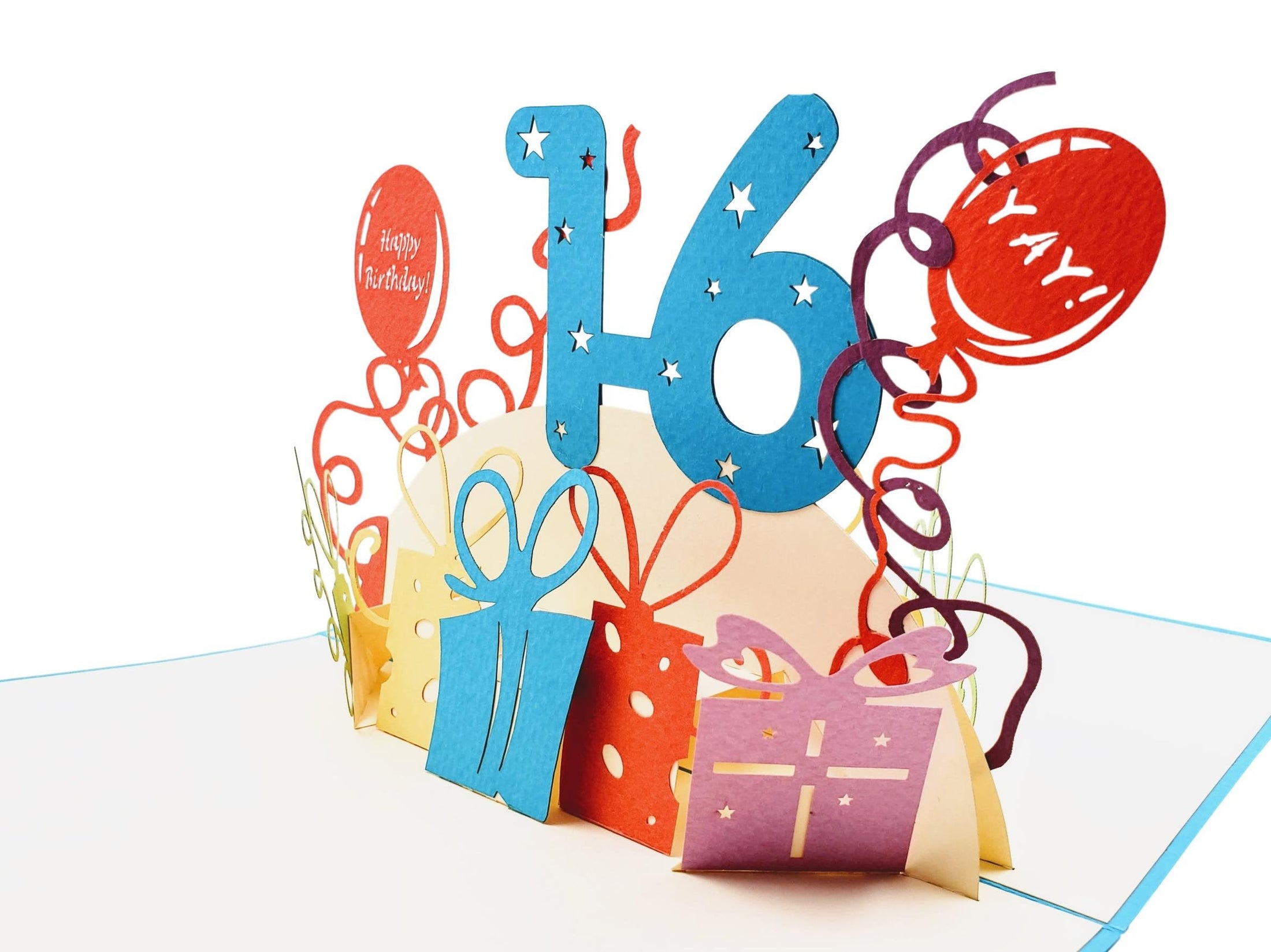 Happy 16th Birthday with Presents 3D Pop Up Greeting Card | iGifts And ...