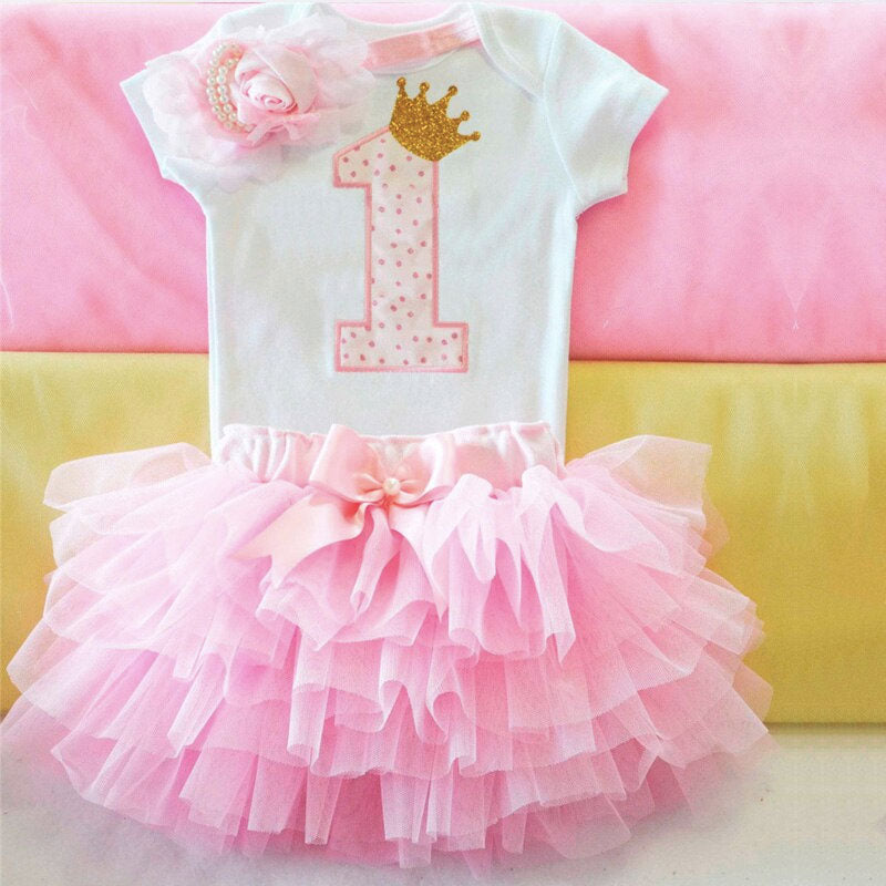 Robe Anniversaire Bebe Couronne Rose L Univers De La Licorne