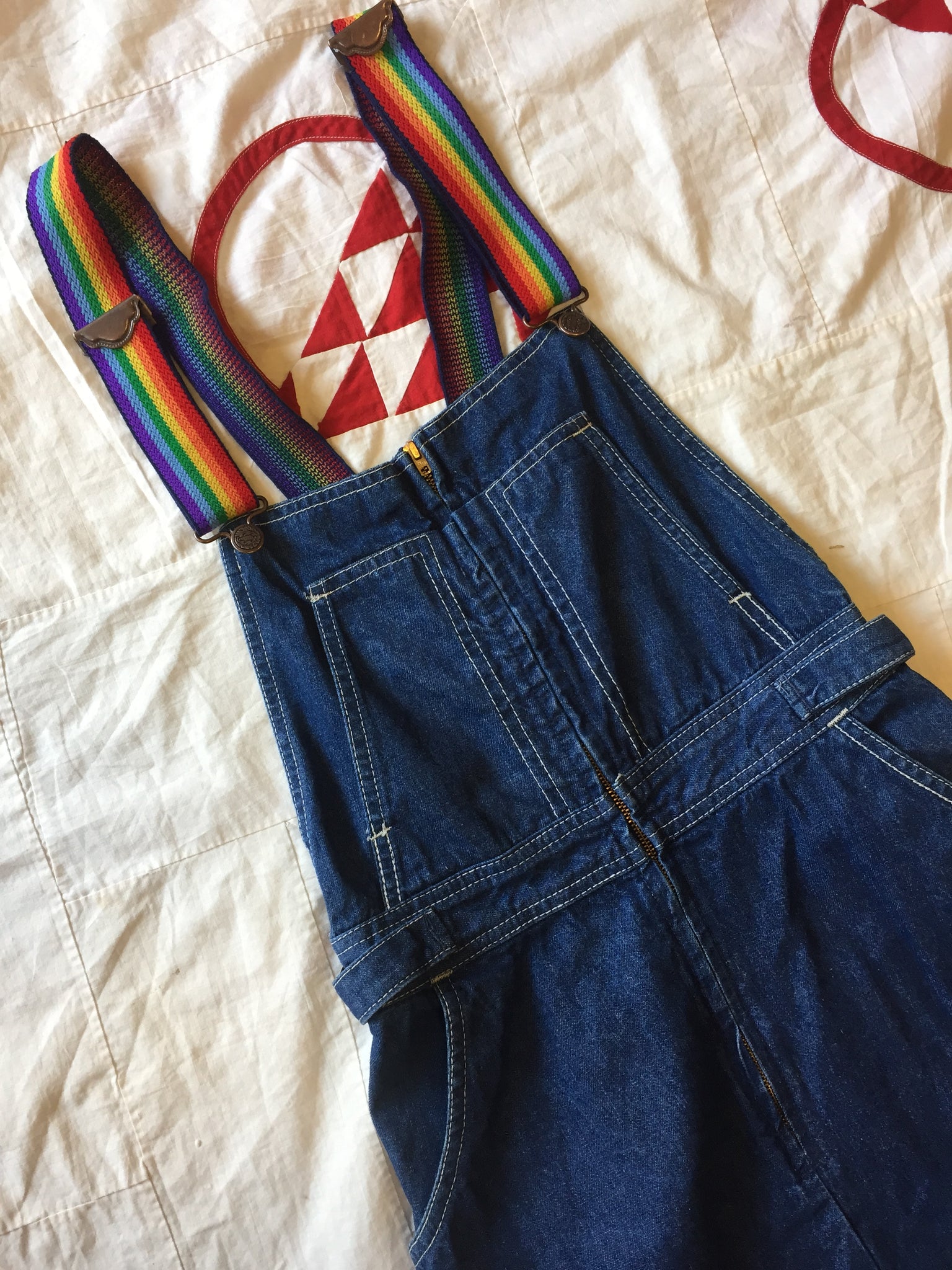 rainbow strap overalls