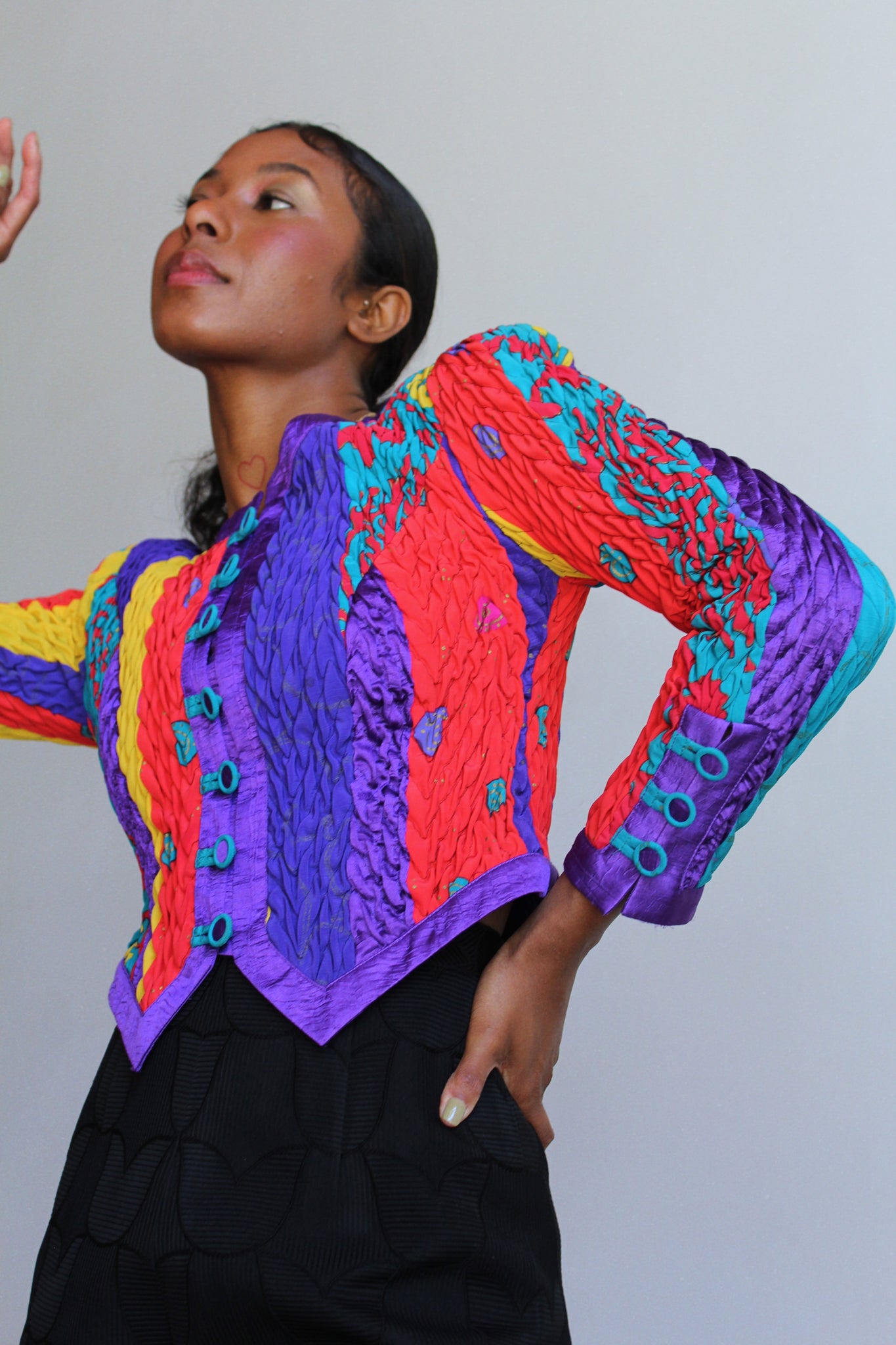 1980s Jeanne Marc Colorful Silk Quilted Jacket – 3 Women