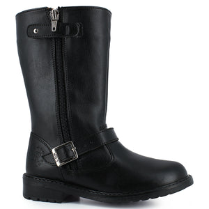 Kid's black buckle accent riding boot 