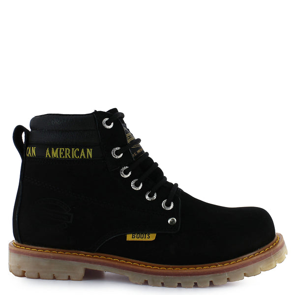 black lace up steel toe boots