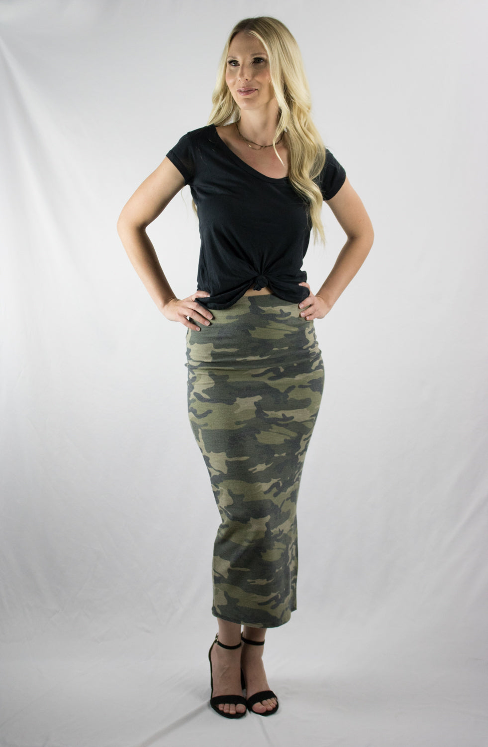 camo midi skirt