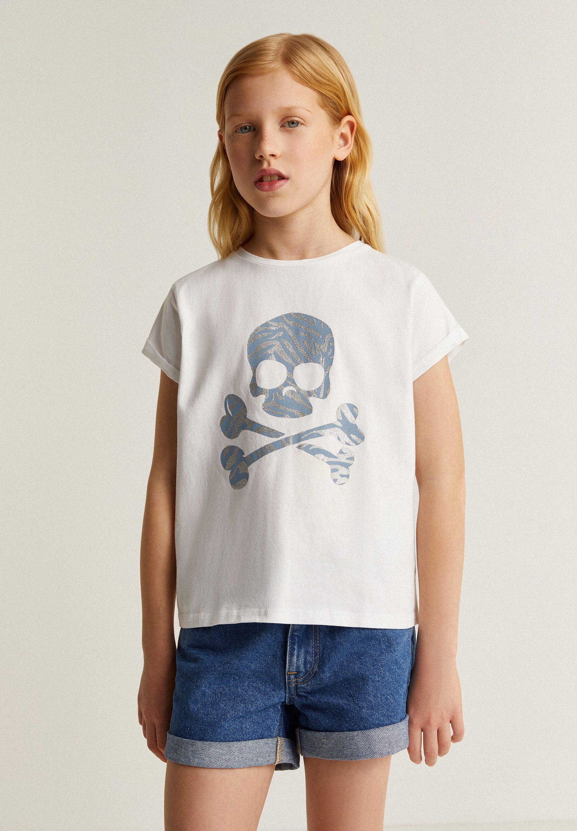 CAMISETA CALAVERA ANIMAL PRINT GLITTER