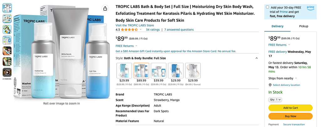 Shop Tropic Labs Bath & Body on Amazon