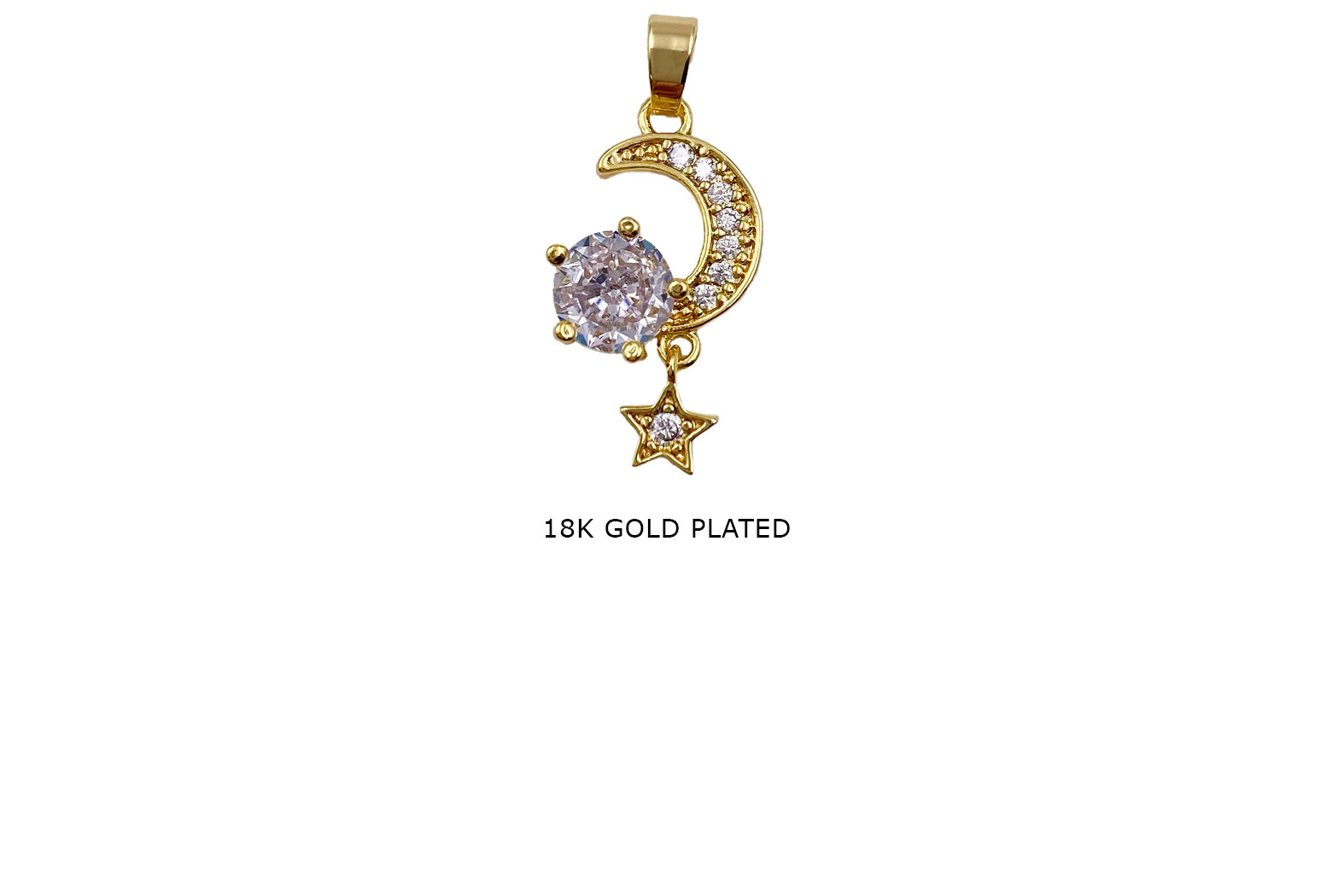 CB2024 Cubic Zirconia Moon Star Solitaire Charm
