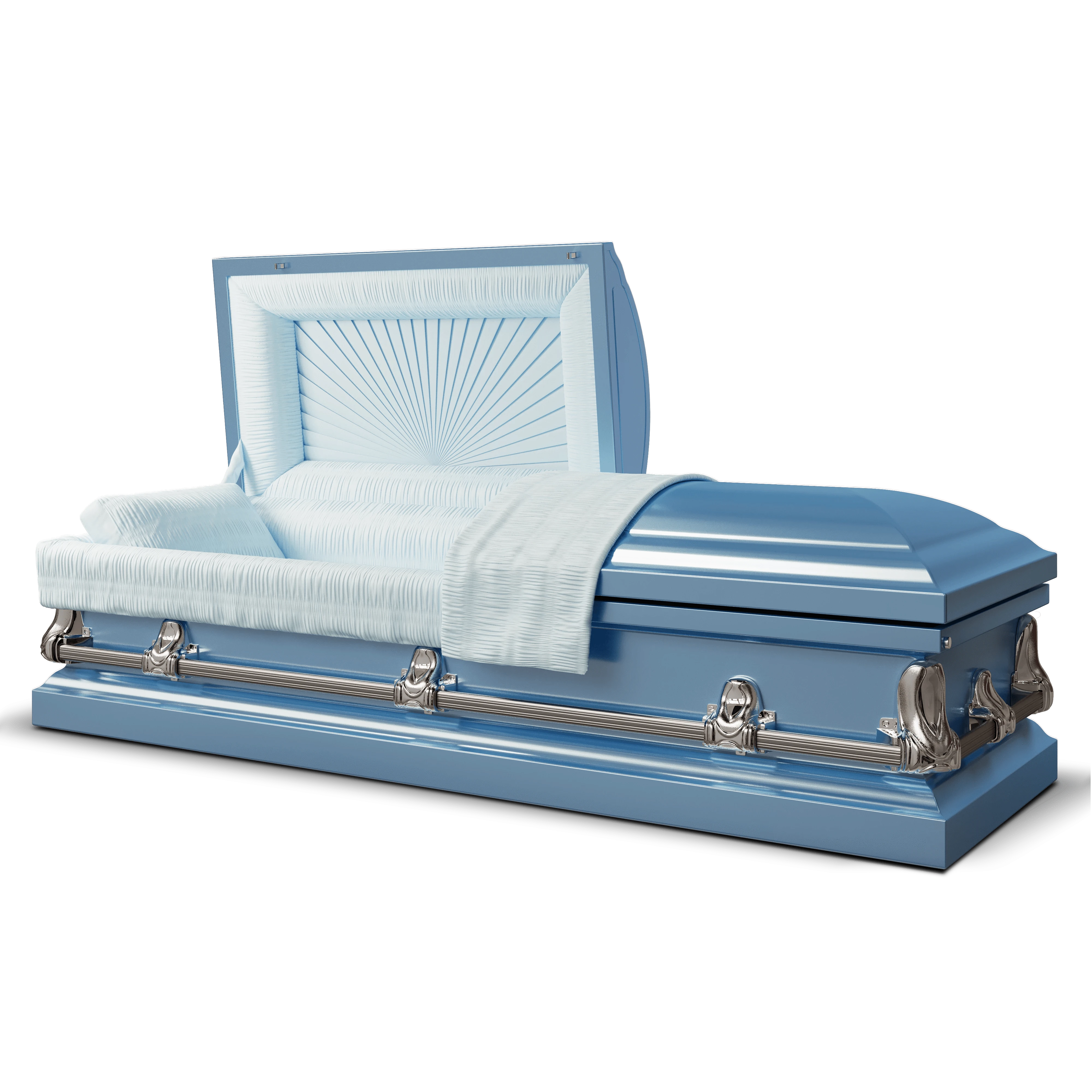 Orion Series | Light Blue Steel Casket with Light Blue Interior