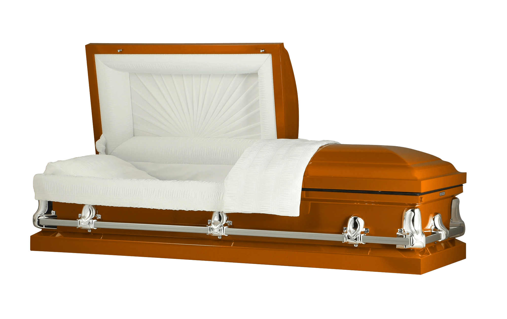 Orion Series | Orange Steel Casket with White Interior