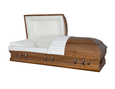 Poplar XL (Poplar) (26") | Poplar Wood Oversize Casket with Rosetan Interior and Walnut Satin Stain ...
