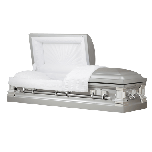 Satin Series | Silver Steel Casket with White Interior