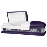 Titan Casket Satin Series Royal Purple with White Crepe Interior