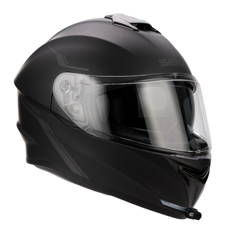 Sedici Outforce helmet shown with gopro and insta360 chin mount on front