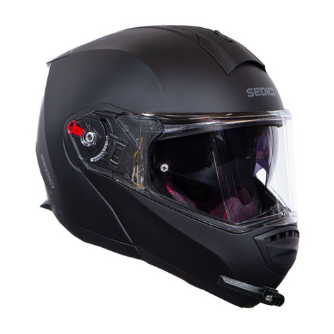 SEDICI SISTEMA II helmet shown with gopro and insta360 chin mount on front