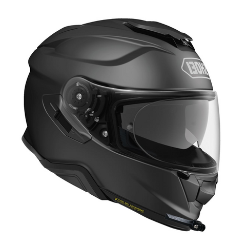 Flex chin mount on front of SHOEI GT AIR II motorcycle helmet