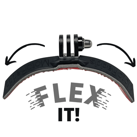 chin mount showing it's flexibility with a "FLEX IT!" caption