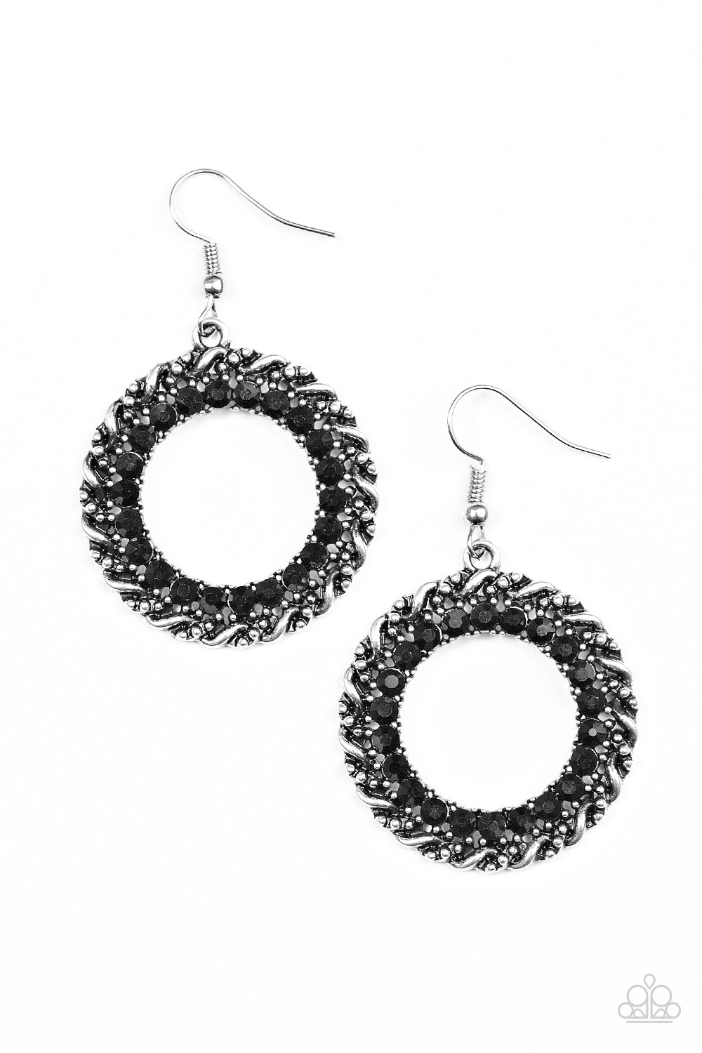 Grunge and Glitter - Black - Paparazzi earrings – JewelryBlingThing