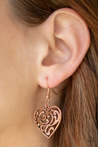 The Truth HEARTS - copper - Paparazzi earrings