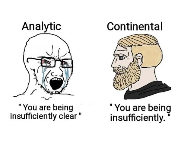 Analytical versus Continental Philosophy Meme