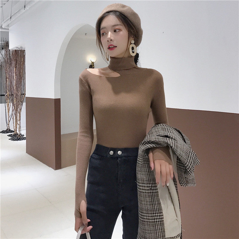 Women's Turtleneck Cut Out Long-Sleeve Sweater – 2 Be Cool