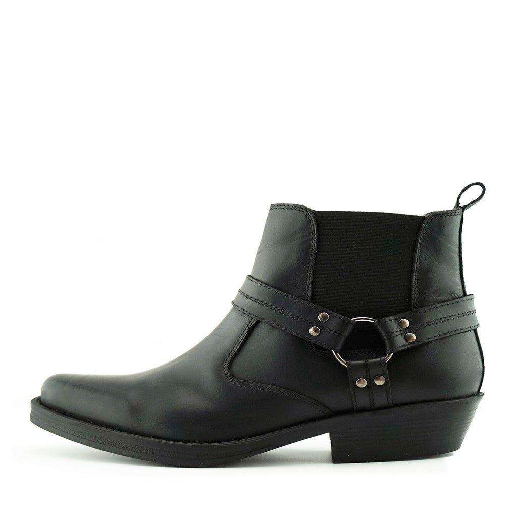 black leather ankle cowboy boots