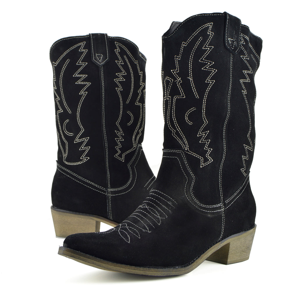 womens leather cowboy boots uk