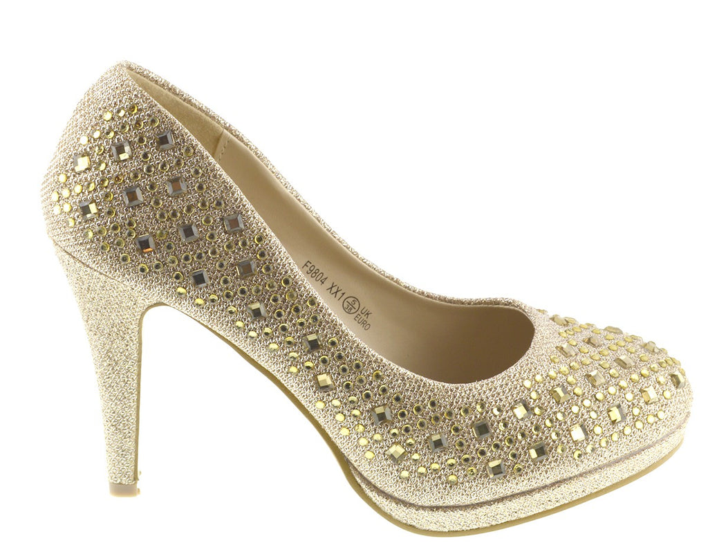 ladies gold court shoes