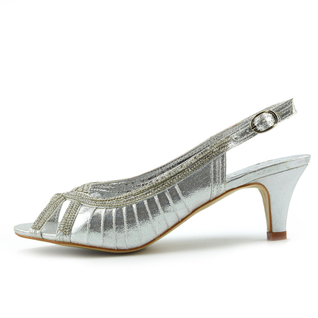 silver court shoes low heel