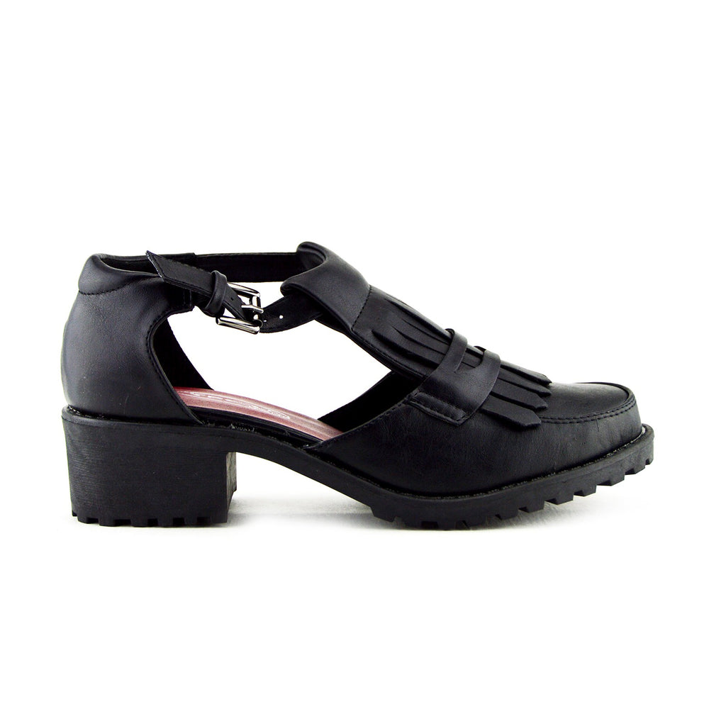 black cut out shoes