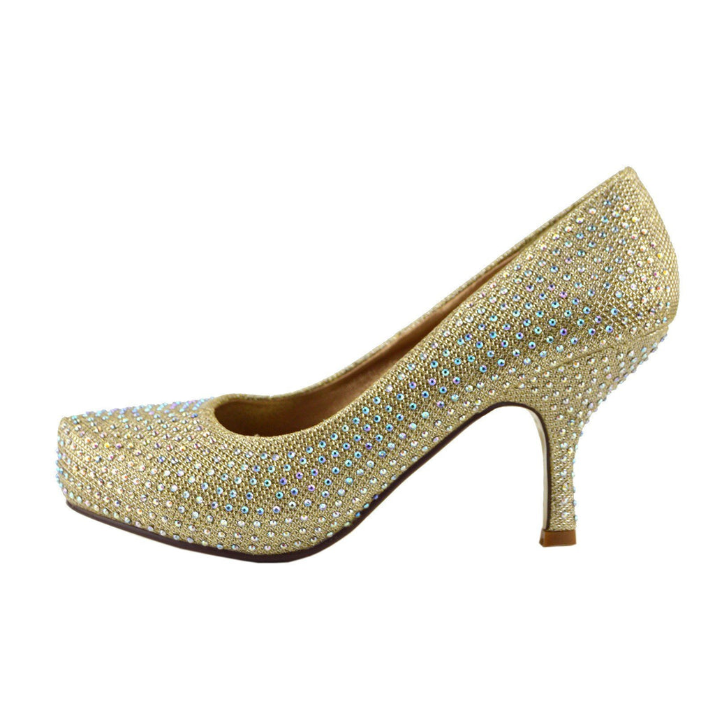 Glitter Stud Party Kitten Heels - Gold – Kickfootwear