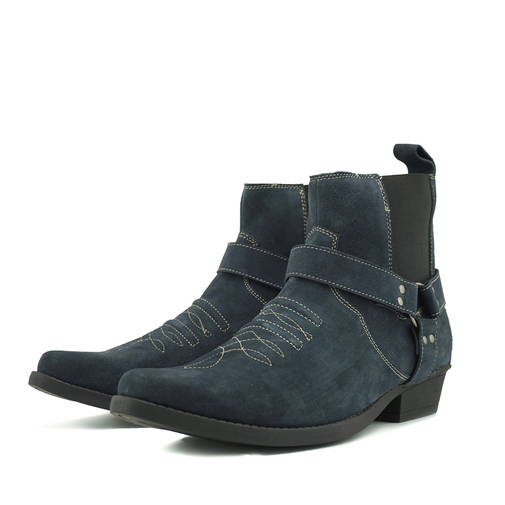 navy western ankle boots