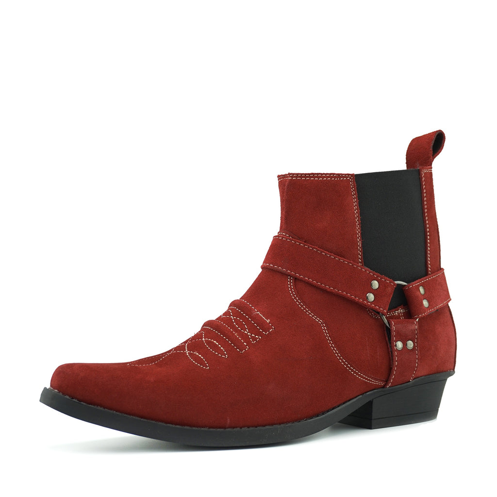 red suede cowboy boots