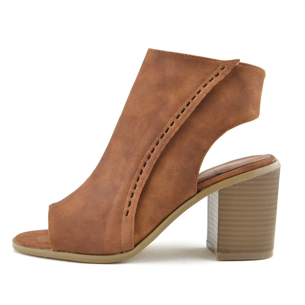 tan open toe mules