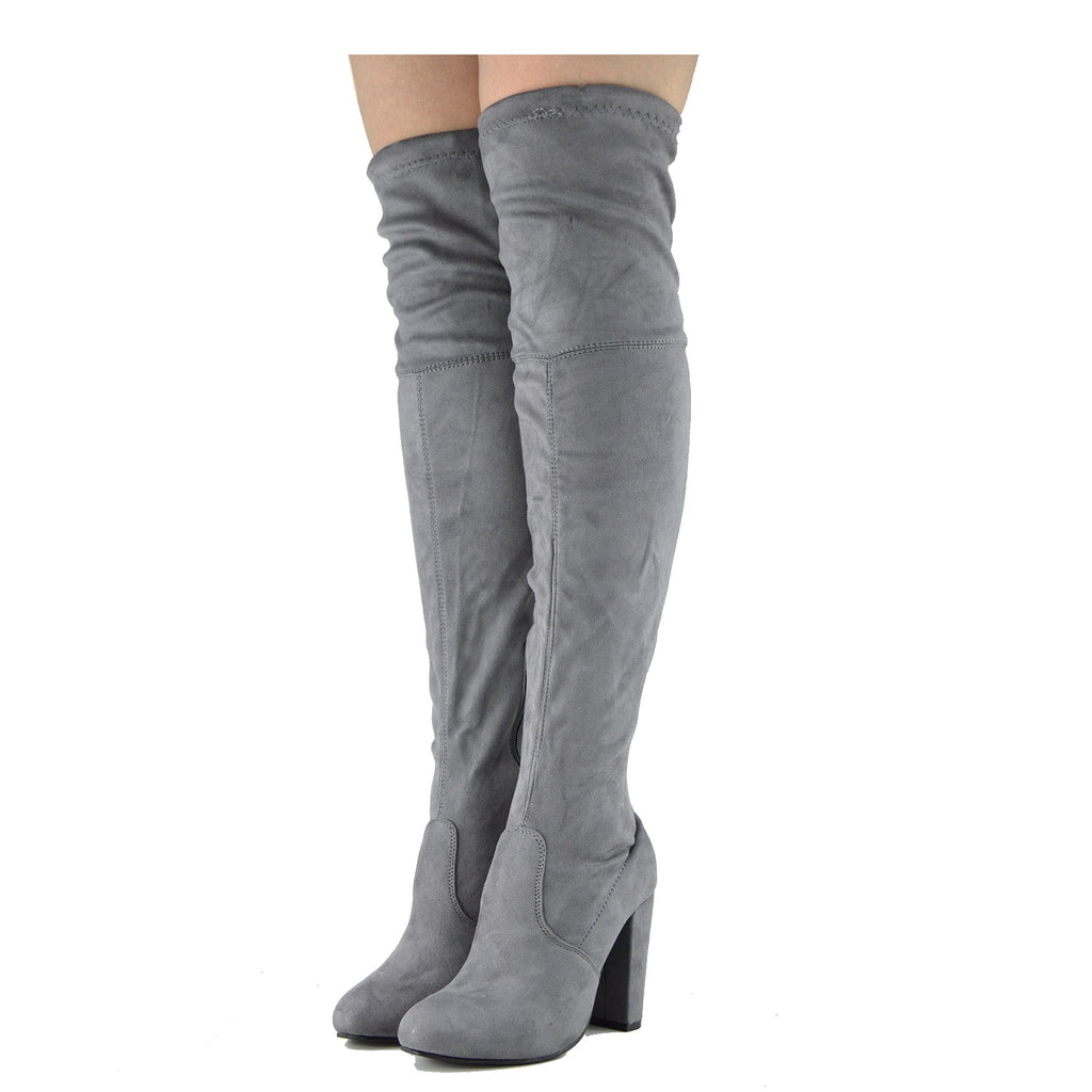 over the knee boots grey