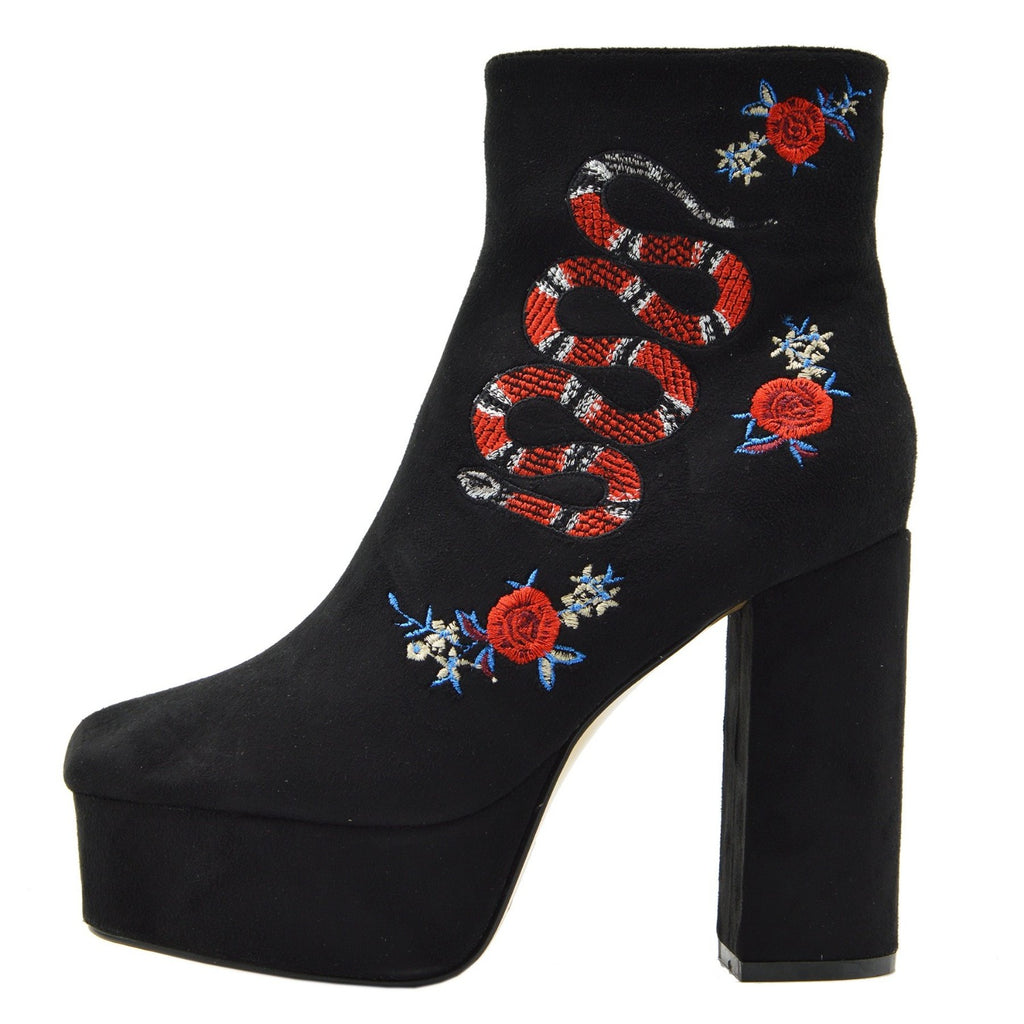 womens black platform ankle boots