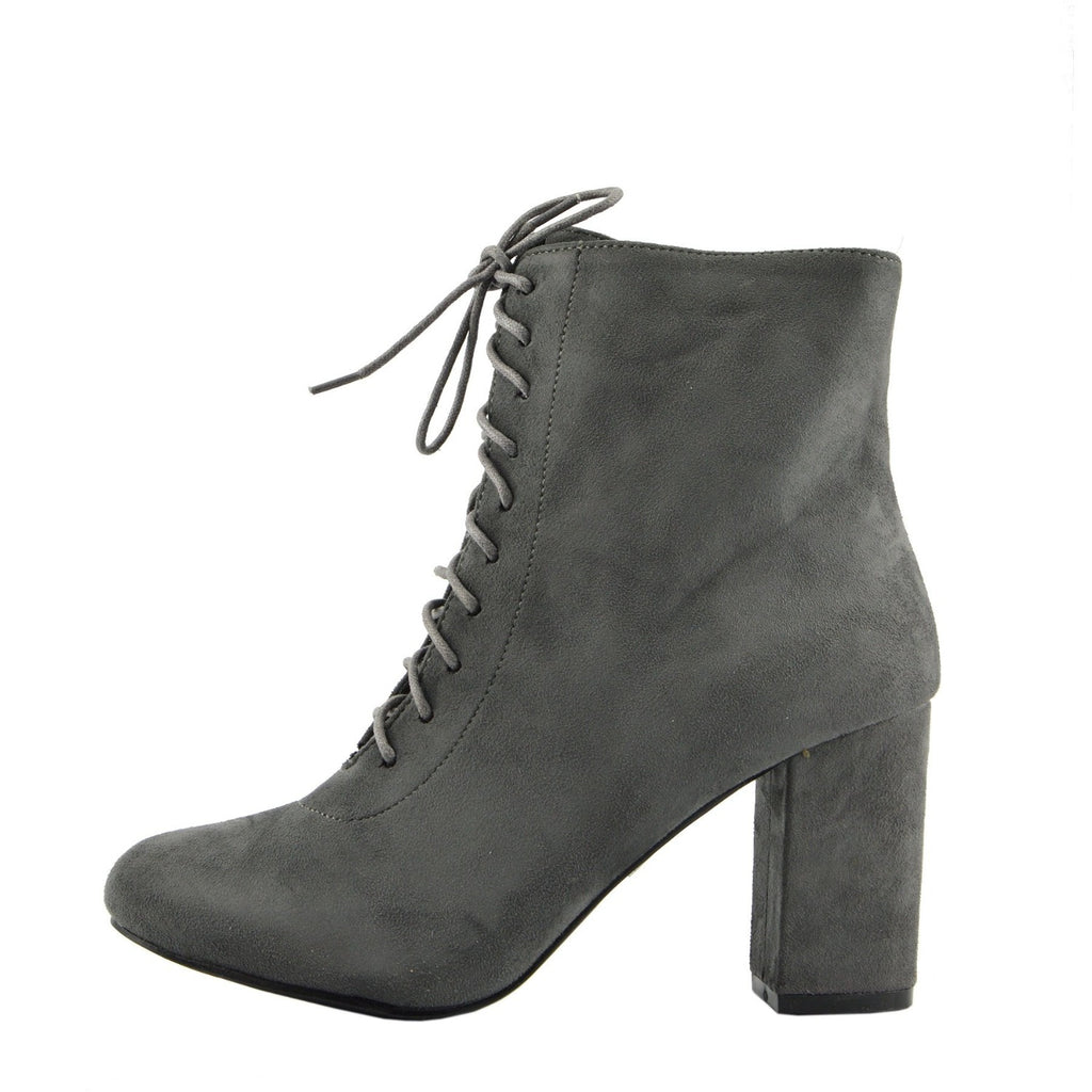 grey lace up ankle boots womens