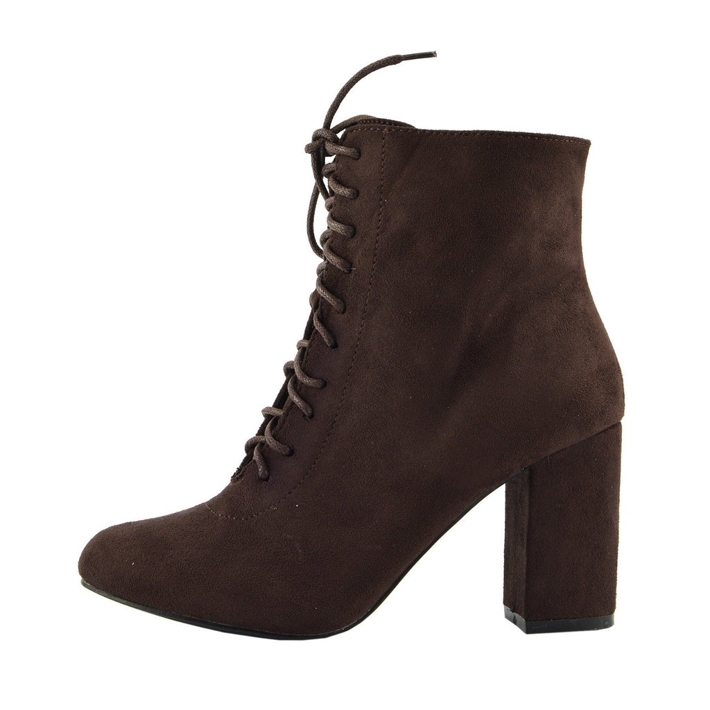 block heel lace up ankle boots