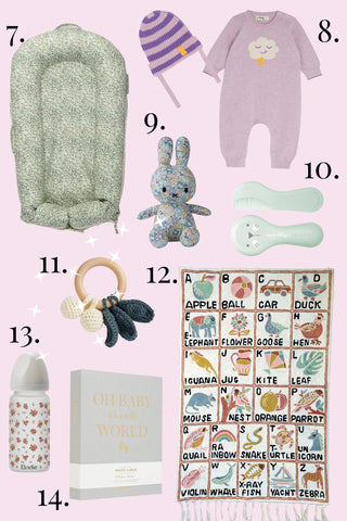 Moppet embroidered alphabet abc wall hanging tapestry featured in Junior magazine
