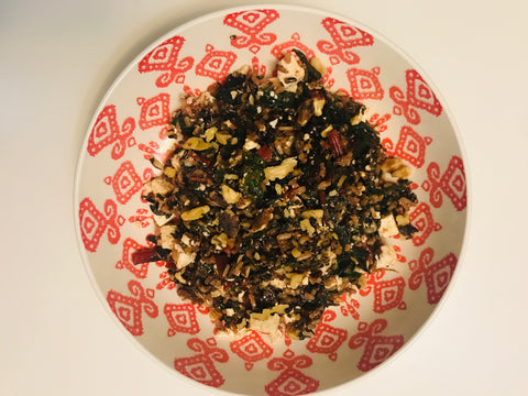 Bowl of Cherry Chard Wild Rice salad
