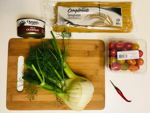 Ingredients for Jamie Oliver's crab and fennel spaghetti