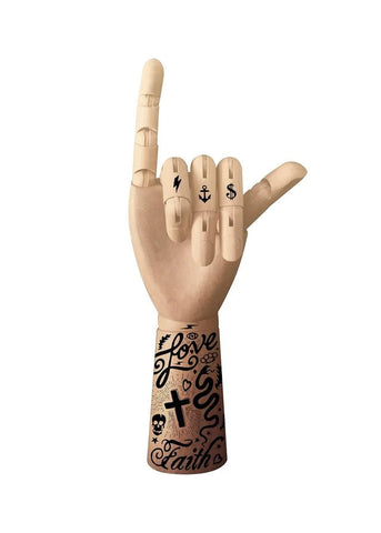 Impresión de la mano del arte del tatuaje (tinta y gota)