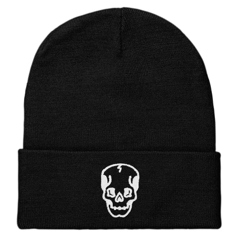 Skull Embroidered Beanie in black