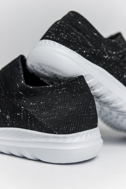 black sparkly slip on trainers