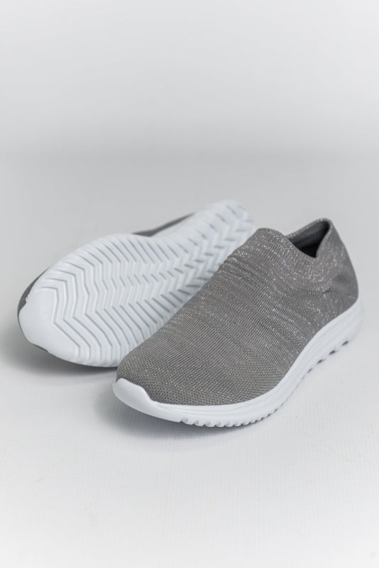 silver slip on trainers